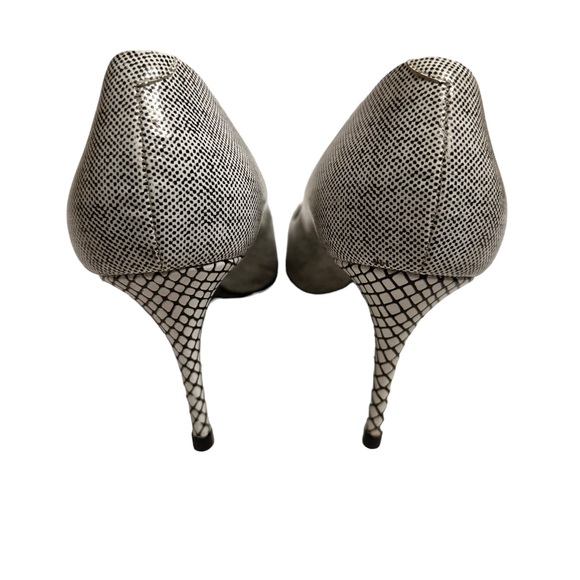 Giuseppe Zanotti Black & White Textured Peep Toe Heels Women's Size 8 38.5 - Picture 5 of 10